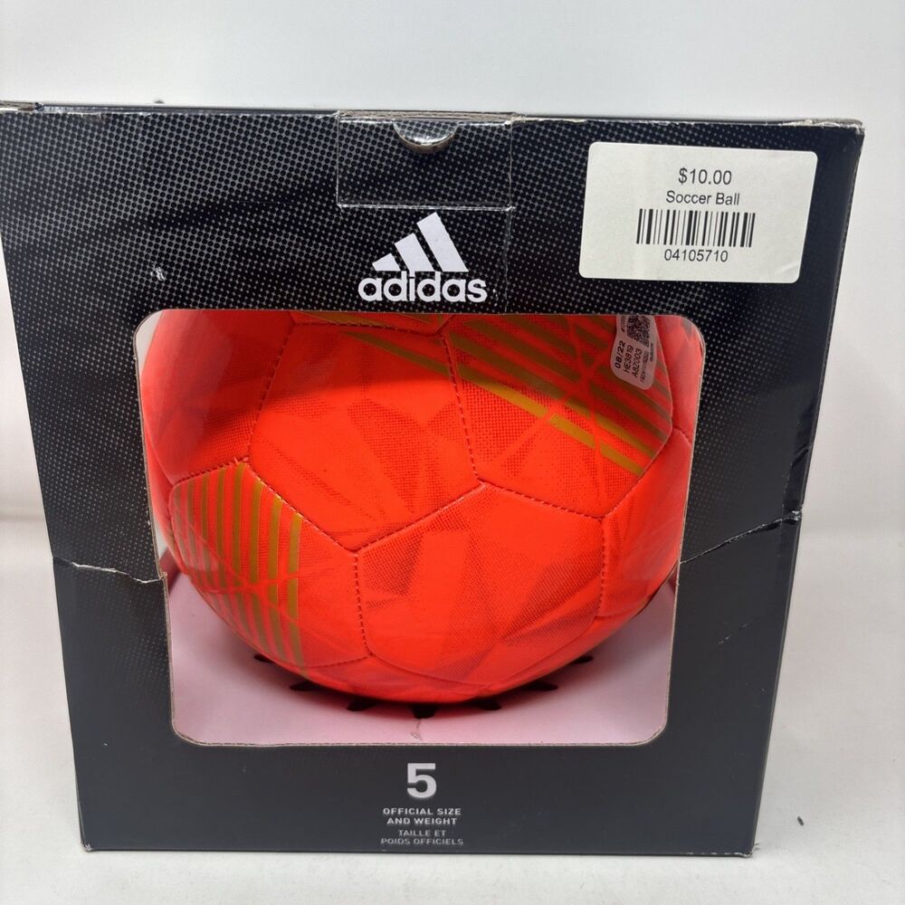 Adidas Soccer Ball Size 5 Hot Orange Gold Official Size NEW in Box